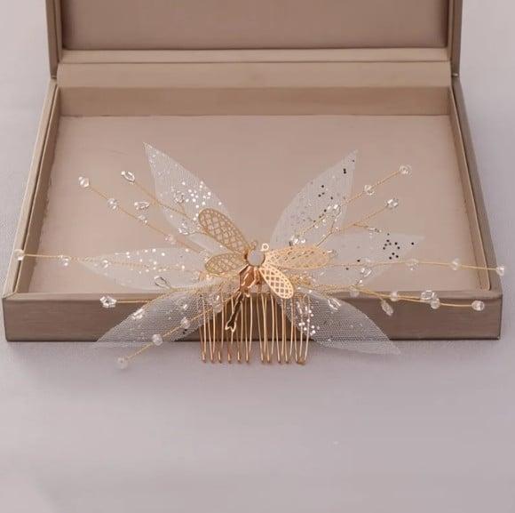 Arranjo de Cabelo Grinalda Borboleta Cabelos Noiva Daminha