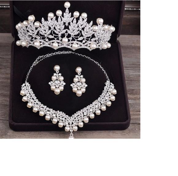Conjunto Coroa Colar Brinco Noiva Debutante Casamento 027