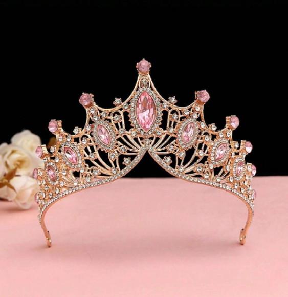 Coroa Debutantes Rosa com Dourado Daminha Florista 15 Anos