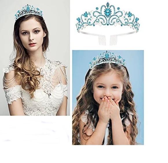 Coroa Azul Claro com Pente Daminha Florista Debutante 15 Ano