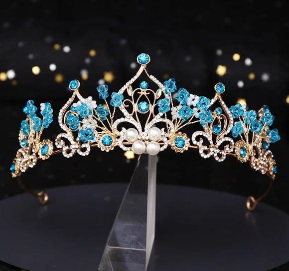 Tiara Coroa Azul Claro Daminha Florista Debutante Fantasia