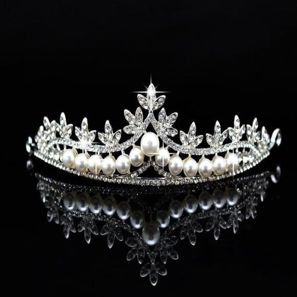Tiara Noiva Daminha em Perolas Cor Prata
