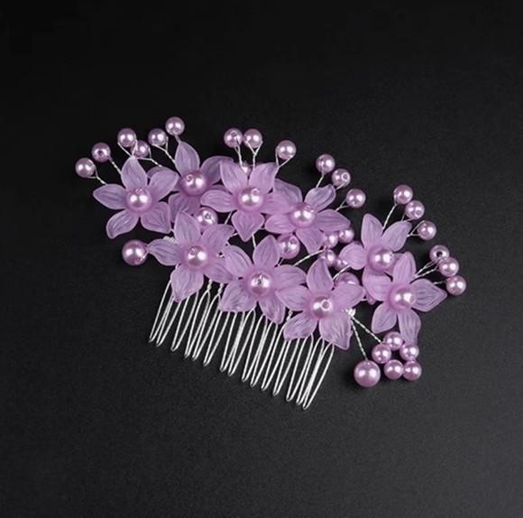 Acessório de Cabelço Lilas com Prata Debutante Daminha