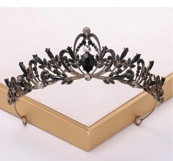 Tiara Coroa de Noiva Festa Cosplay Miss Debutante Preta Dama