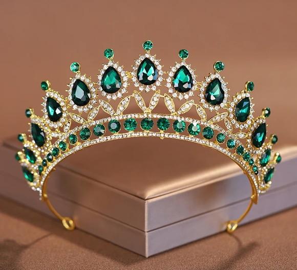 Coroa Tiara de Noiva Festa Miss Desfile Balé Debutante Verde