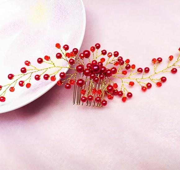 Acessório de Cabelo Vermelho Madrinhas Festas Religiosas