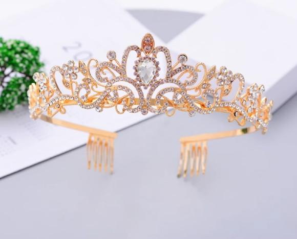 Coroa Noiva Dourada em Pente Aço Inox Debutante Daminhas