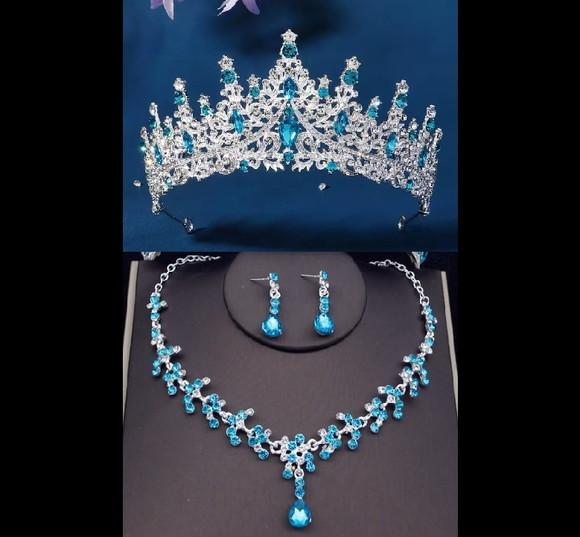 Conjunto Coroa Colar e Brincos Debutante, Festa, 15 Anos Kit
