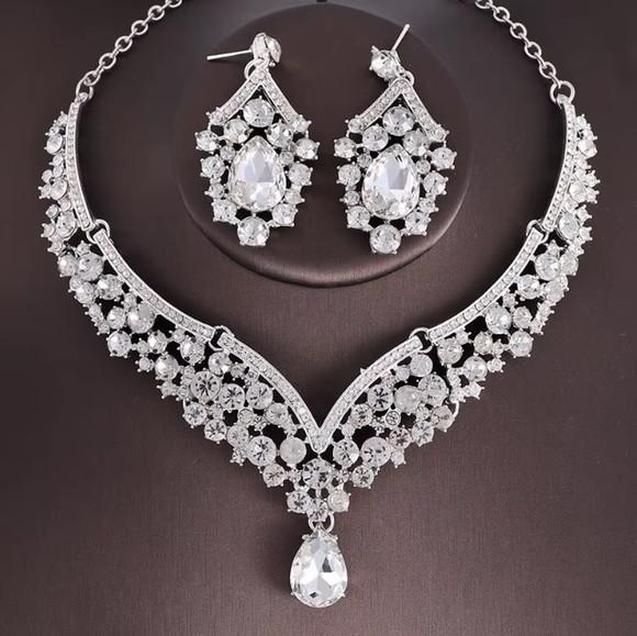 Conjunto Colar e Brincos Prata Dama Miss 15 Anos Festa
