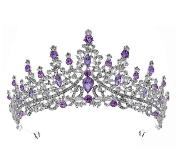 Coroa Tiara Prata Lilas Dama Noiva Bale Princesa Miss