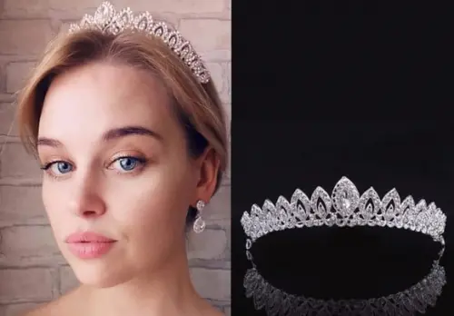 Coroa Tiara Cabelo Noiva Strass Prata Luxo Debutante 037