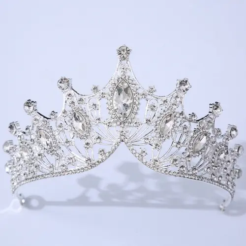Coroa Tiara de Noiva Casamento Miss Debutante Rainha Prata