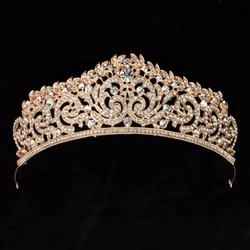 Coroa Tiara Noivas e Debutantes Dourada + Nf Luxo 008