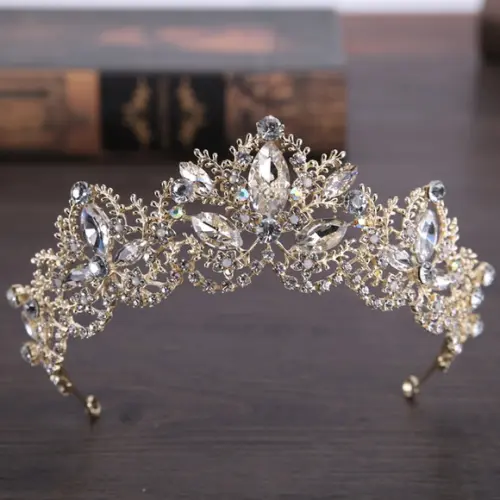Coroa Tiara Noiva Daminha Debutantes Casamento Dourada 011