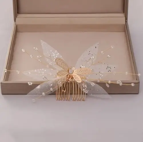 Arranjo de Cabelo Grinalda Borboleta Cabelos Noiva Daminha