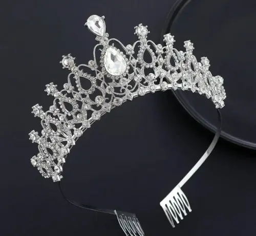 Coroa Tiara Prata Dama Noiva Bale Miss Princesa 15 Ano Pente