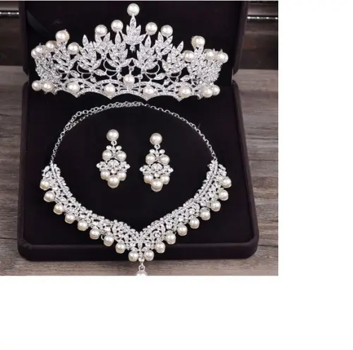 Conjunto Coroa Colar Brinco Noiva Debutante Casamento 027
