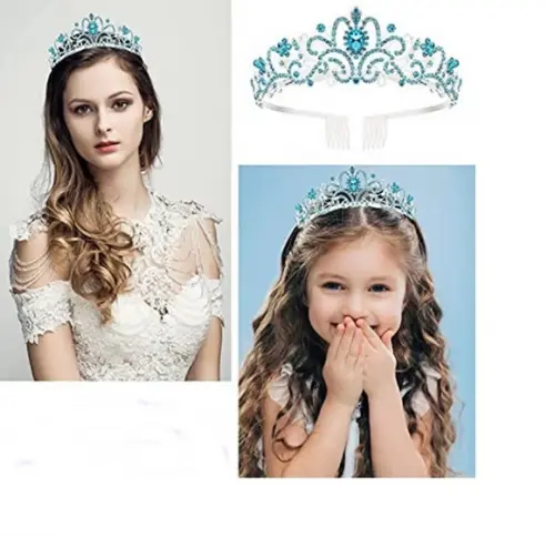 Coroa Azul Claro com Pente Daminha Florista Debutante 15 Ano