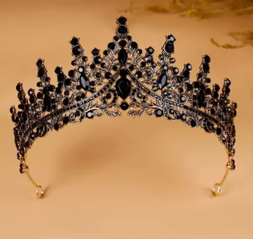 Tiara Coroa de Noiva Festa Cosplay Miss Debutante Preta