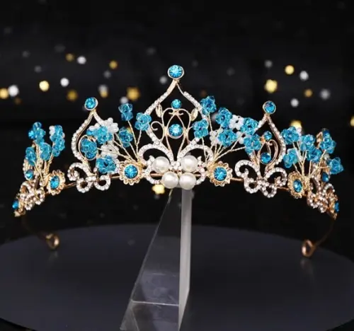 Tiara Coroa Azul Claro Daminha Florista Debutante Fantasia