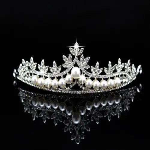 Tiara Noiva Daminha em Perolas Cor Prata