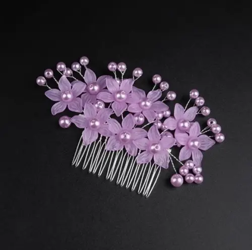 Acessório de Cabelço Lilas com Prata Debutante Daminha