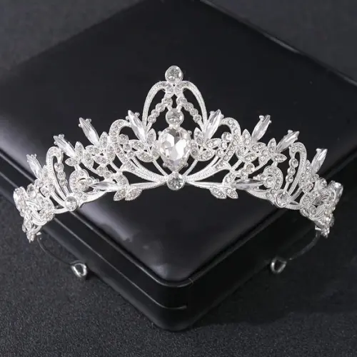Coroa de Cabelo Tiara Noiva Dama Casamento Prata Miss 15anos