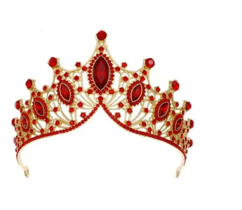 Coroa Tiara de Noiva Casamento Debutante Dourado Vermelha