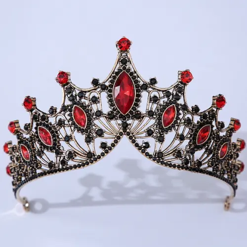 Coroa de Noiva Festa Cosplay Miss Debutante Preta Vermelho