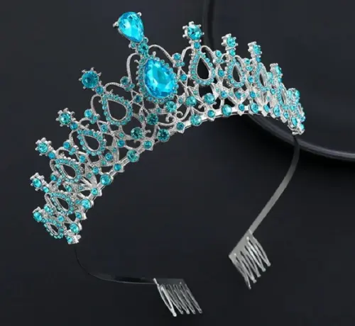 Coroa Tiara Azul Claro Prata Dama Noiva Bale Princesa Pente