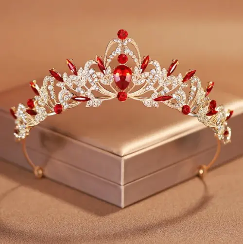 Coroa de Cabelo Noiva Casamento Prata Tiara Dourado Vermelha