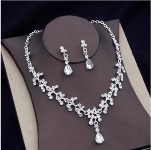 Conjunto Colar e Brincos Prata Miss Dama 15 Anos Festa