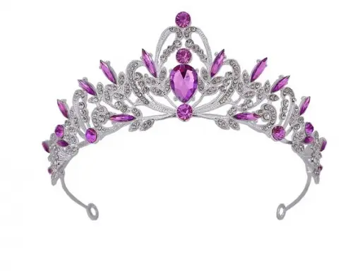 Coroa Tiara Miss Dama Daminha Delicada Princesa Lilas Prata