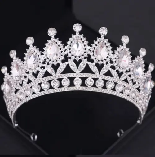 Coroa Noiva Debutante Tiara Strass Porta Coque Prata