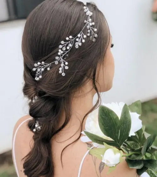 Acessório de Cabelo Noivas Debutantes Branco com Prata