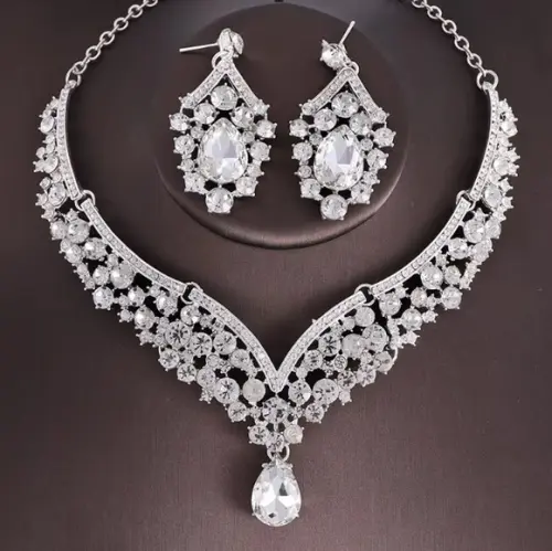 Conjunto Colar e Brincos Prata Dama Miss 15 Anos Festa