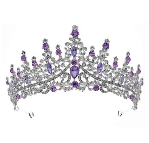 Coroa Tiara Prata Lilas Dama Noiva Bale Princesa Miss
