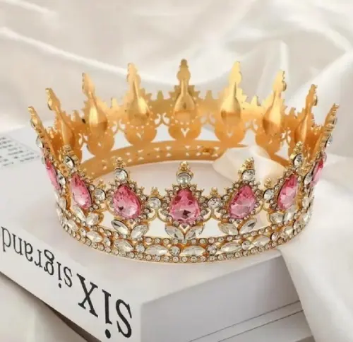 Coroa Pequena Fechada Princesa Miss Tiara 15 Anos Rosa