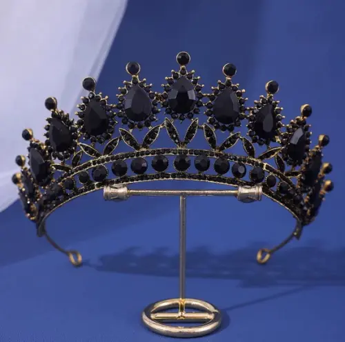Coroa de Cabelo Noiva Casamento Debutante Dourada Preta