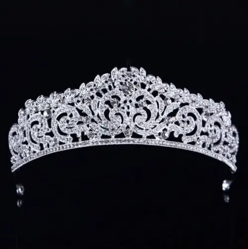 Coroa Tiara Noiva Dourada Prata Strass Debutante + Nf 009