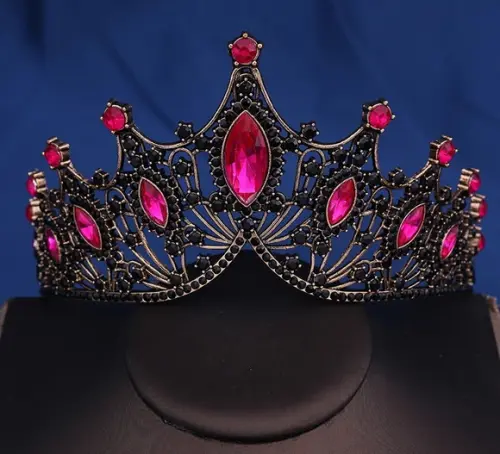 Coroa de Noiva Festa Cosplay Miss Debutante Pink Preta