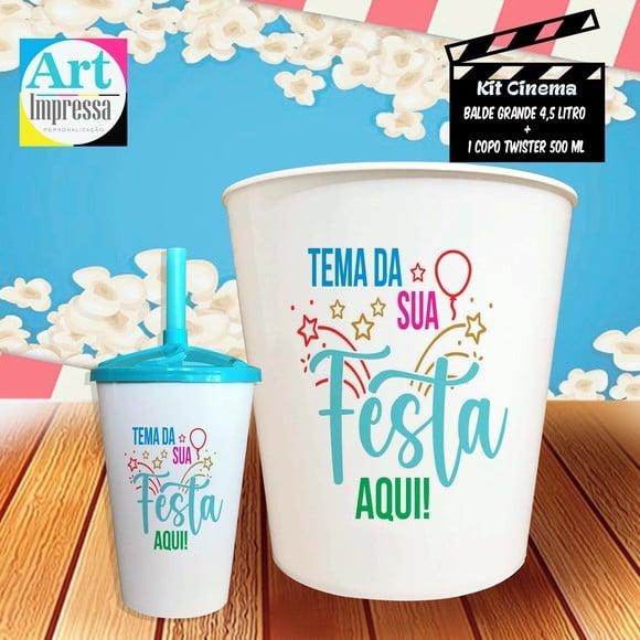 50 Unidades de Kit Cinema Individual No Tema da Sua Festa Balde 4