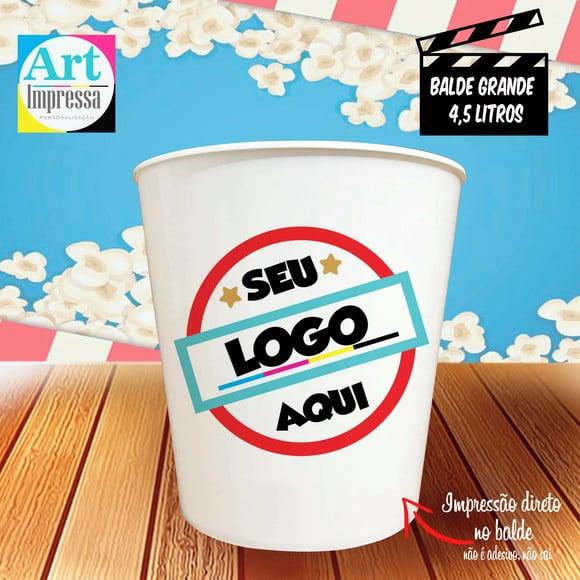 Balde de Pipoca Grande 4,5L Personalizado com Logo