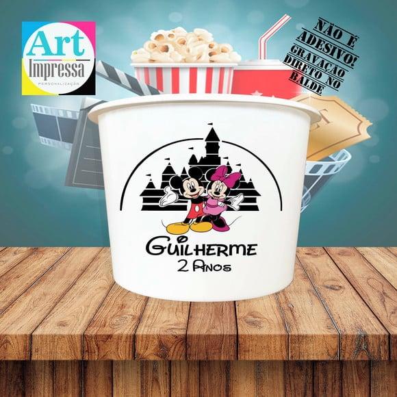 Balde de Pipoca Mickey e Minnie Personalizado Lembrancinha