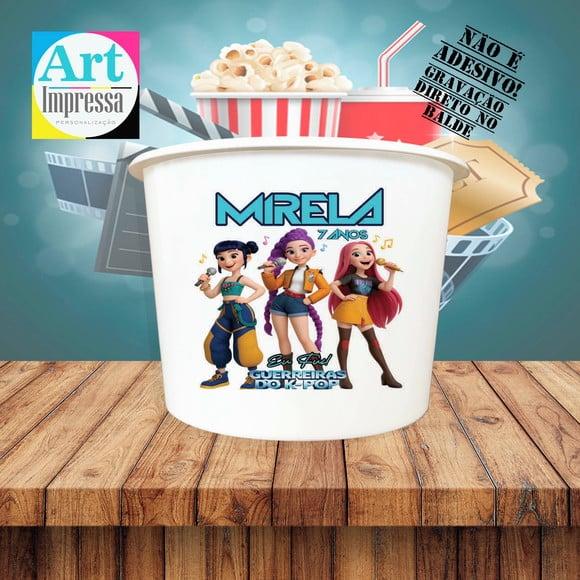 Balde de Pipoca Guerreiras K-pop Personalizado Lembrancinha