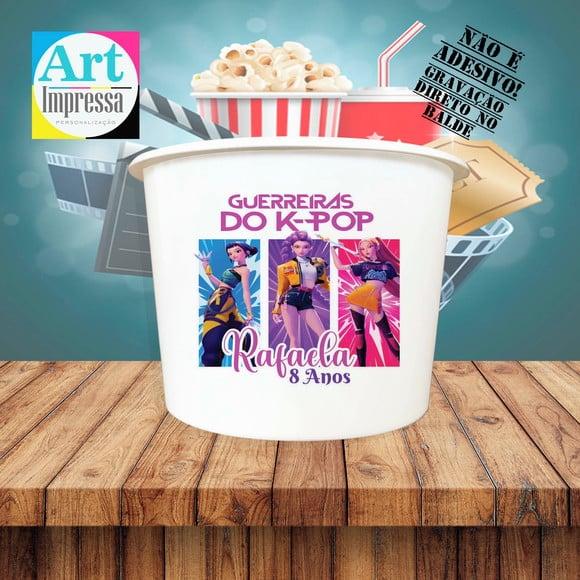 Balde de Pipoca Guerreiras K-pop Personalizado Lembrancinha