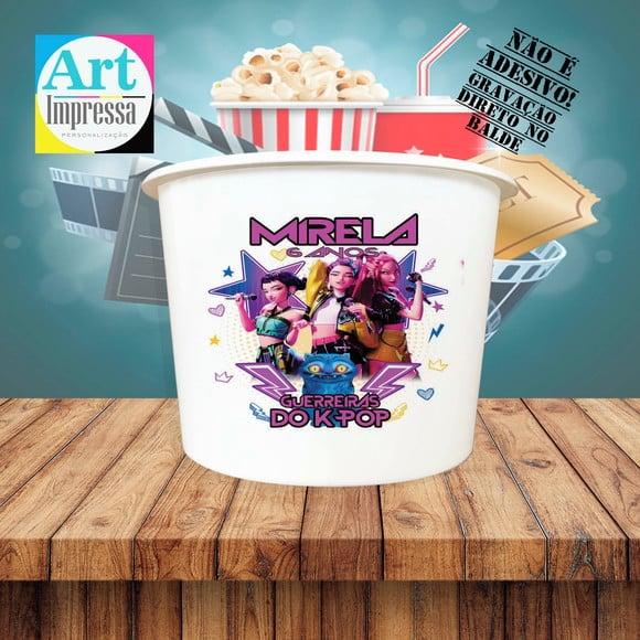 Balde de Pipoca Guerreiras K-pop Personalizado Lembrancinha