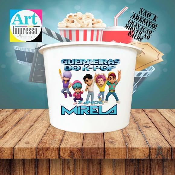 Balde de Pipoca Guerreiras K-pop Personalizado Lembrancinha