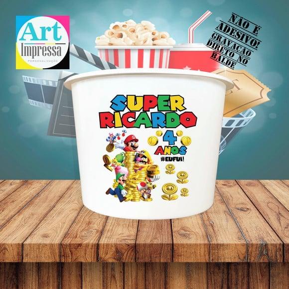 Balde de Pipoca Super Mario Bros Personalizado Lembrancinha