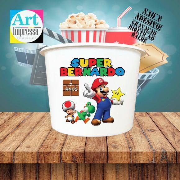 Balde de Pipoca Super Mario Bros Personalizado Lembrancinha